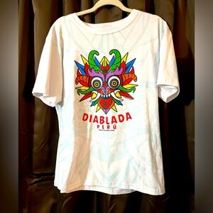 Men’s Guy Art T Shirt, Size Large, White with a colorful design, NWOT